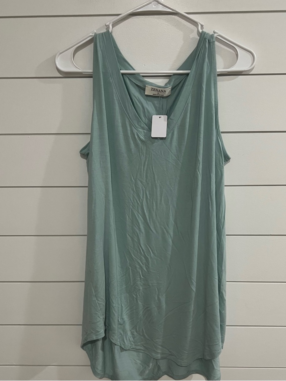 Zenana Outfitters Sage Green Sleeveless V-Neck Tank Top